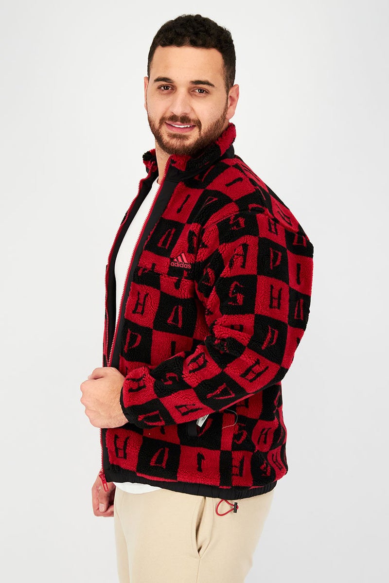 Adidas جاكيت رياضي للرجال بأكمام طويلة ومُحكم، أحمر وأسود - Image 2